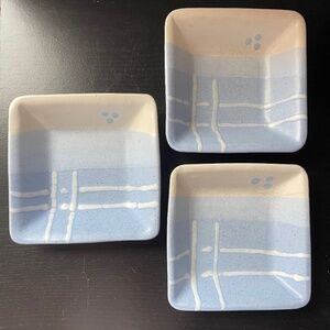 Set of 3 pcs The Pottery Shed Reilly Blue/ Beige Platter Plate Pottery